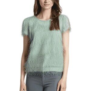 Ann Taylor Petite Mint Green Flurry Fringe Eyelash Short Sleeve Top